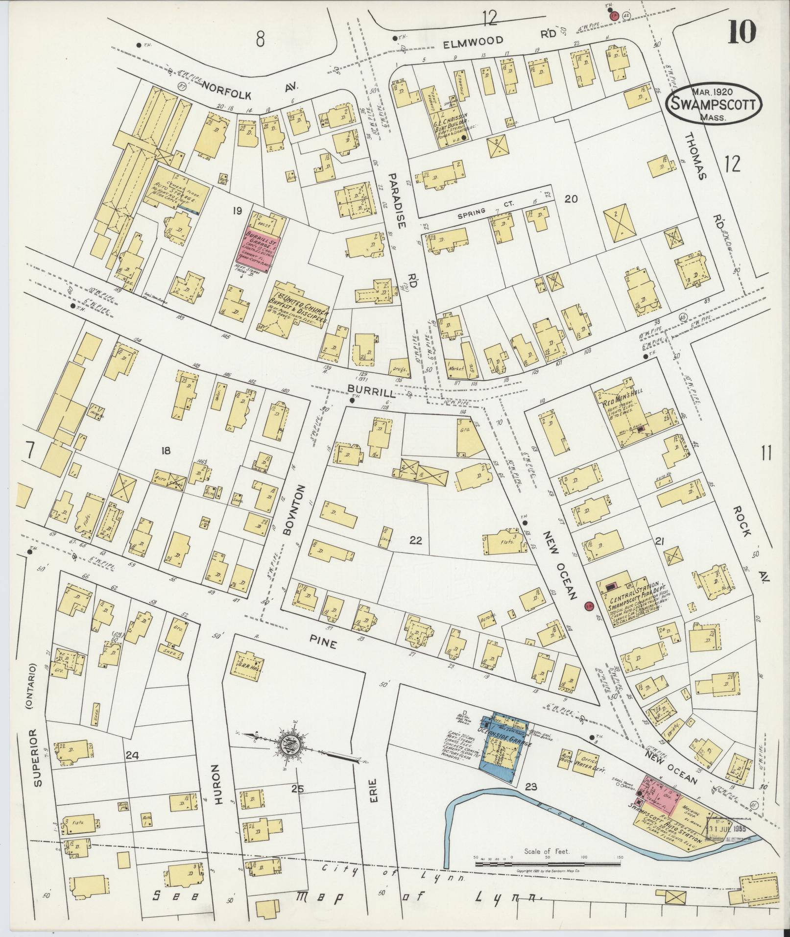 Sanborn Fire Insurance Map from Swampscott, Essex County, Massachusetts (1920), Sheet #0010 - Complete Map Set gallery image, historic Sanborn map, vintage wall art, Massachusetts Massachusetts