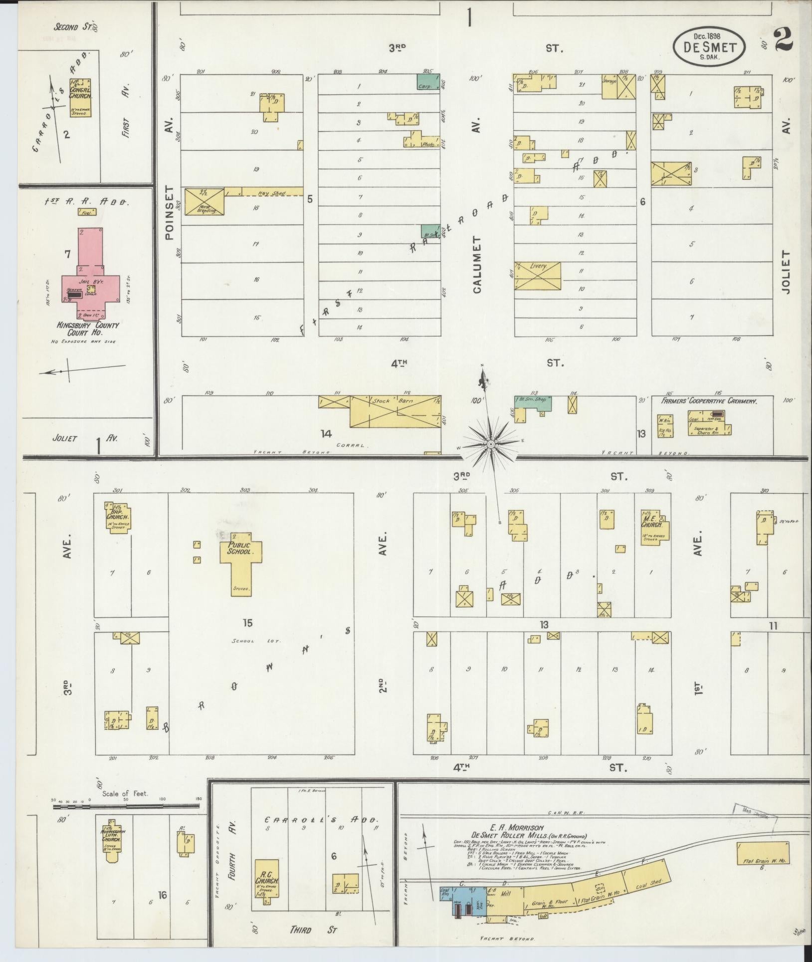 Sanborn Fire Insurance Map from De Smet, Kingsbury County, South Dakota (1898), Sheet #0002 - Complete Map Set gallery image, historic Sanborn map, vintage wall art, South Dakota South Dakota