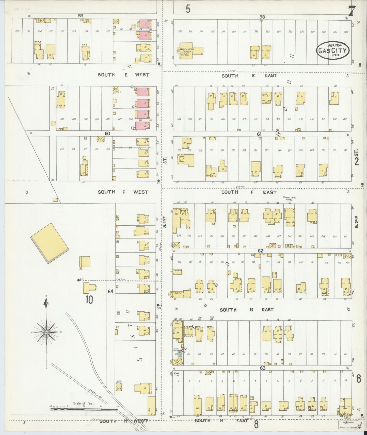 Sanborn Fire Insurance Map from Gas City, Grant County, Indiana (1904), Sheet #0007 - Complete Map Set gallery image, historic Sanborn map, vintage wall art, Indiana Indiana