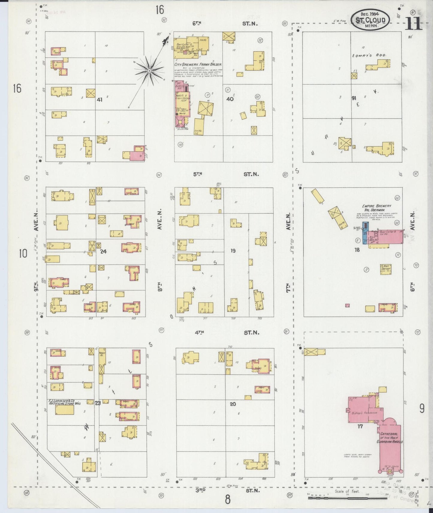 Sanborn Fire Insurance Map from Saint Cloud, Stearns, Benton, and Sherburne Counties, Minnesota (1904), Sheet #0011 - Historic Sanborn Fire Insurance Map Print, vintage old map wall art, antique decor, genealogy gift, Minnesota Minnesota map