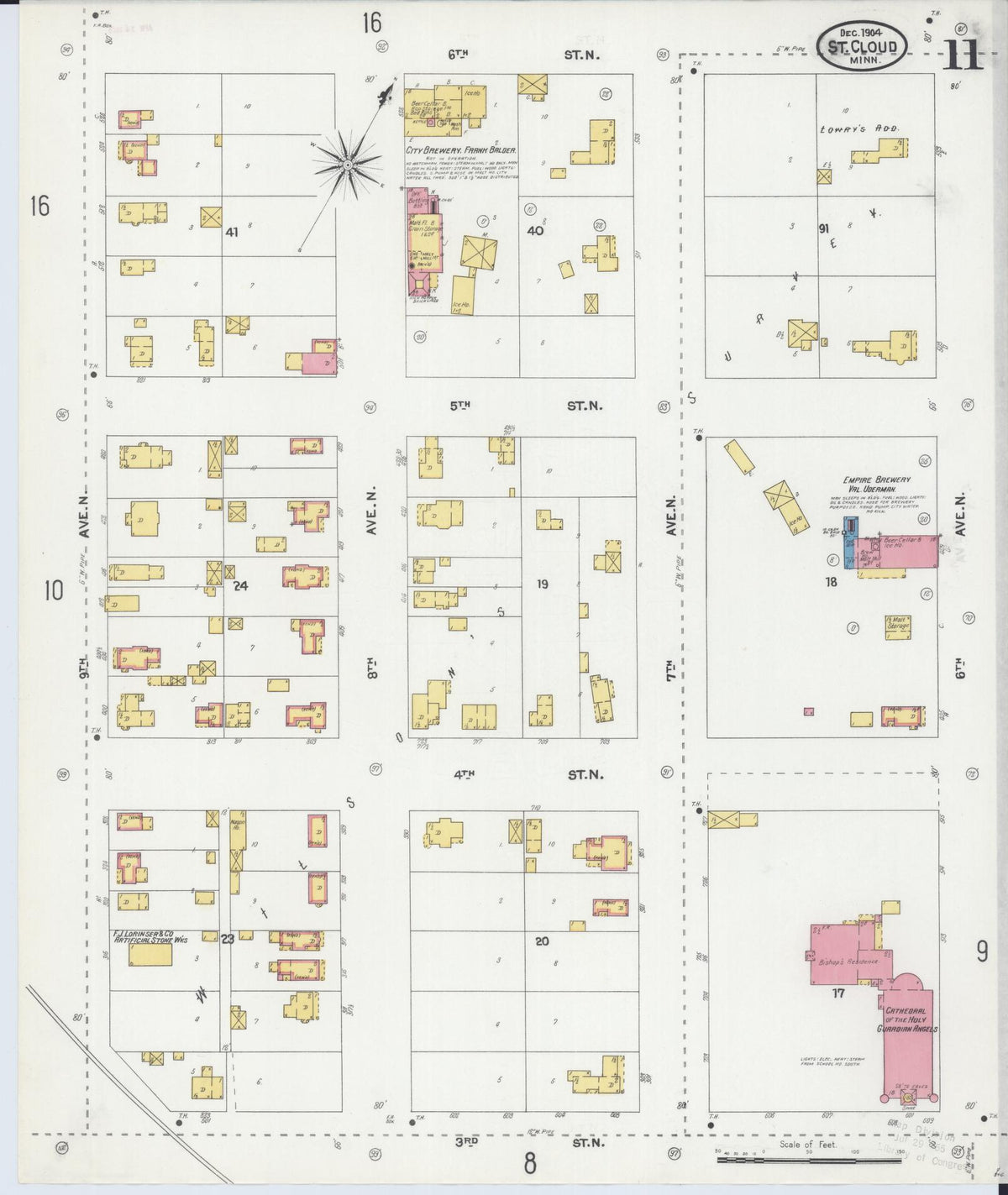 Sanborn Fire Insurance Map from Saint Cloud, Stearns, Benton, and Sherburne Counties, Minnesota (1904), Sheet #0011 - Historic Sanborn Fire Insurance Map Print, vintage old map wall art, antique decor, genealogy gift, Minnesota Minnesota map