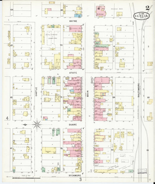 Sanborn Fire Insurance Map from Seneca, Nemaha County, Kansas (1896), Sheet #0002 - Historic Sanborn Fire Insurance Map Print, vintage old map wall art, antique decor, genealogy gift, Kansas Kansas map