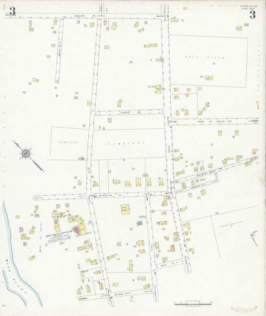 Sanborn Fire Insurance Map from Dixfield, Oxford County, Maine (1934), Sheet #0003 - Historic Sanborn Fire Insurance Map Print, vintage old map wall art, antique decor, genealogy gift, Maine Maine map