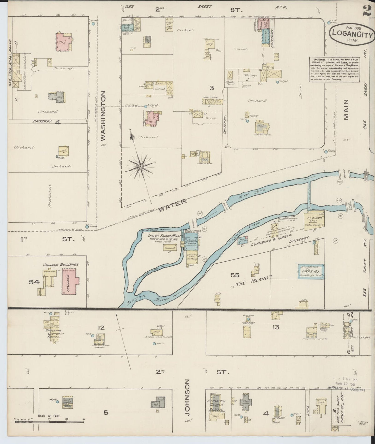 Sanborn Fire Insurance Map from Logan, Cache County, Utah (1885), Sheet #0002 - Historic Sanborn Fire Insurance Map Print, vintage old map wall art, antique decor, genealogy gift, Utah Utah map