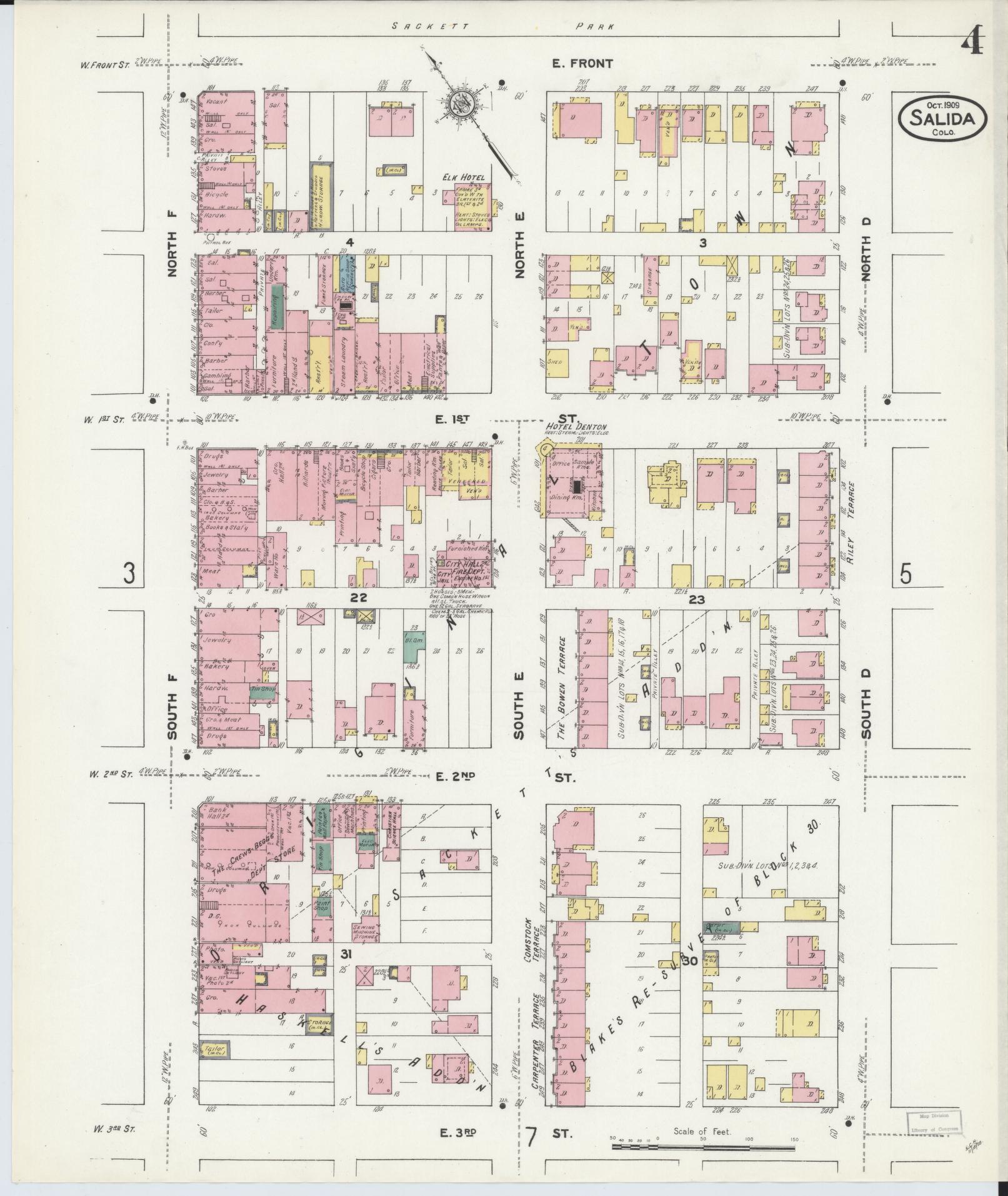Sanborn Fire Insurance Map from Salida, Chaffee County, Colorado (1909), Sheet #0004 - Complete Map Set gallery image, historic Sanborn map, vintage wall art, Colorado Colorado