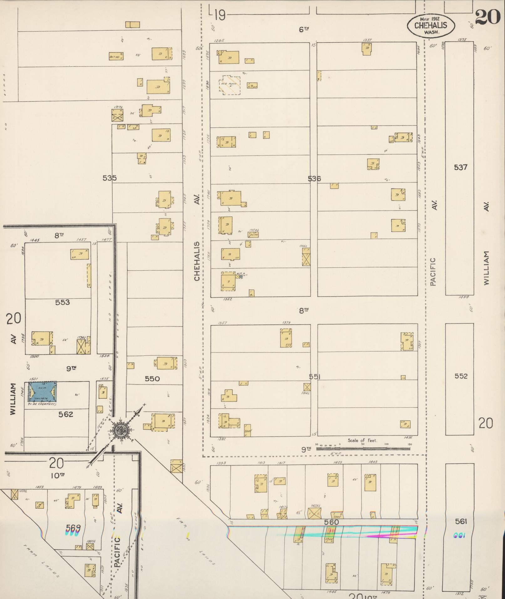 Sanborn Fire Insurance Map from Chehalis, Lewis County, Washington (1912), Sheet #0020 - Complete Map Set gallery image, historic Sanborn map, vintage wall art, Washington Washington