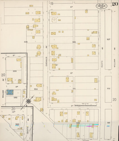 Sanborn Fire Insurance Map from Chehalis, Lewis County, Washington (1912), Sheet #0020 - Complete Map Set gallery image, historic Sanborn map, vintage wall art, Washington Washington