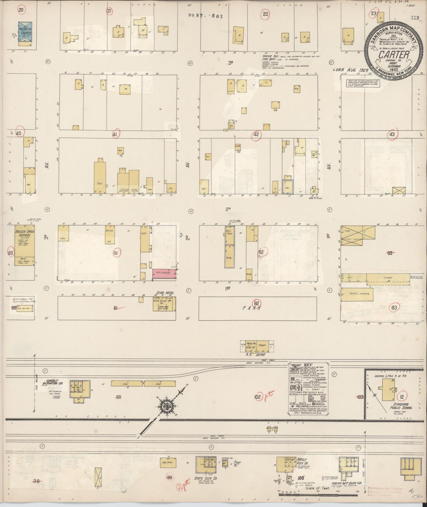 Sanborn Fire Insurance Map from Carter, Chouteau County, Montana (1929), Sheet #0001 - Historic Sanborn Fire Insurance Map Print, vintage old map wall art, antique decor, genealogy gift, Montana Montana map