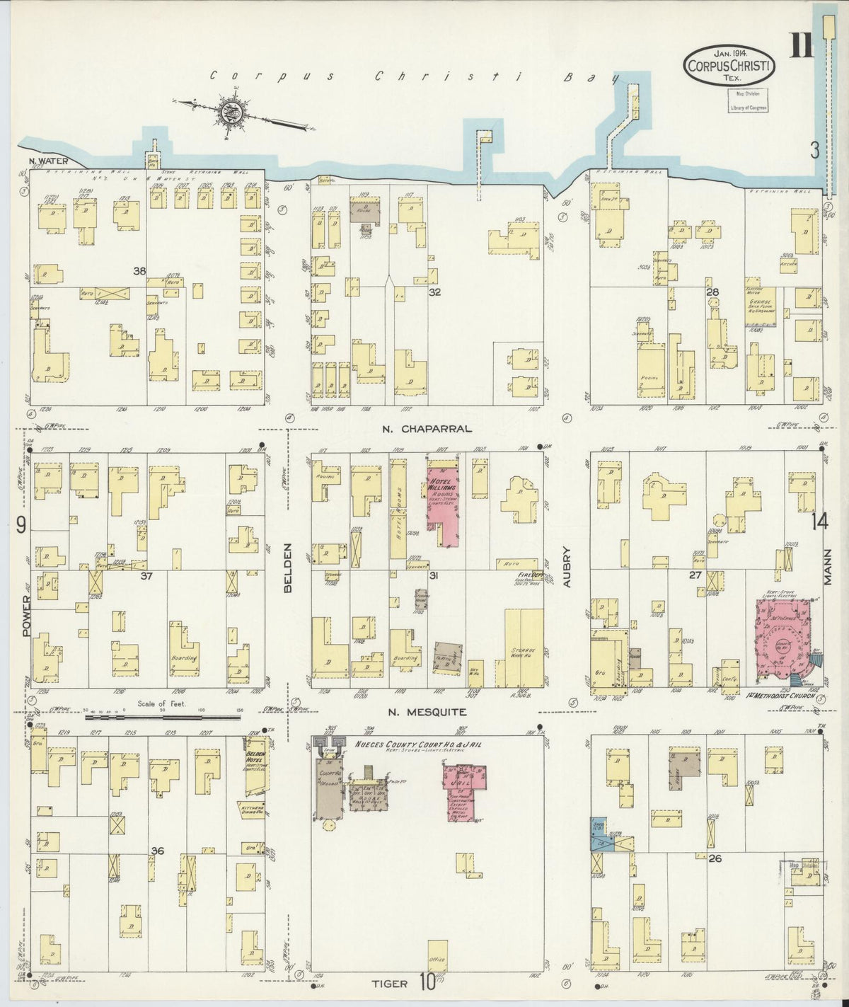 Sanborn Fire Insurance Map from Corpus Christi, Nueces County, Texas (1914), Sheet #0011 - Complete Map Set gallery image, historic Sanborn map, vintage wall art, Texas Texas