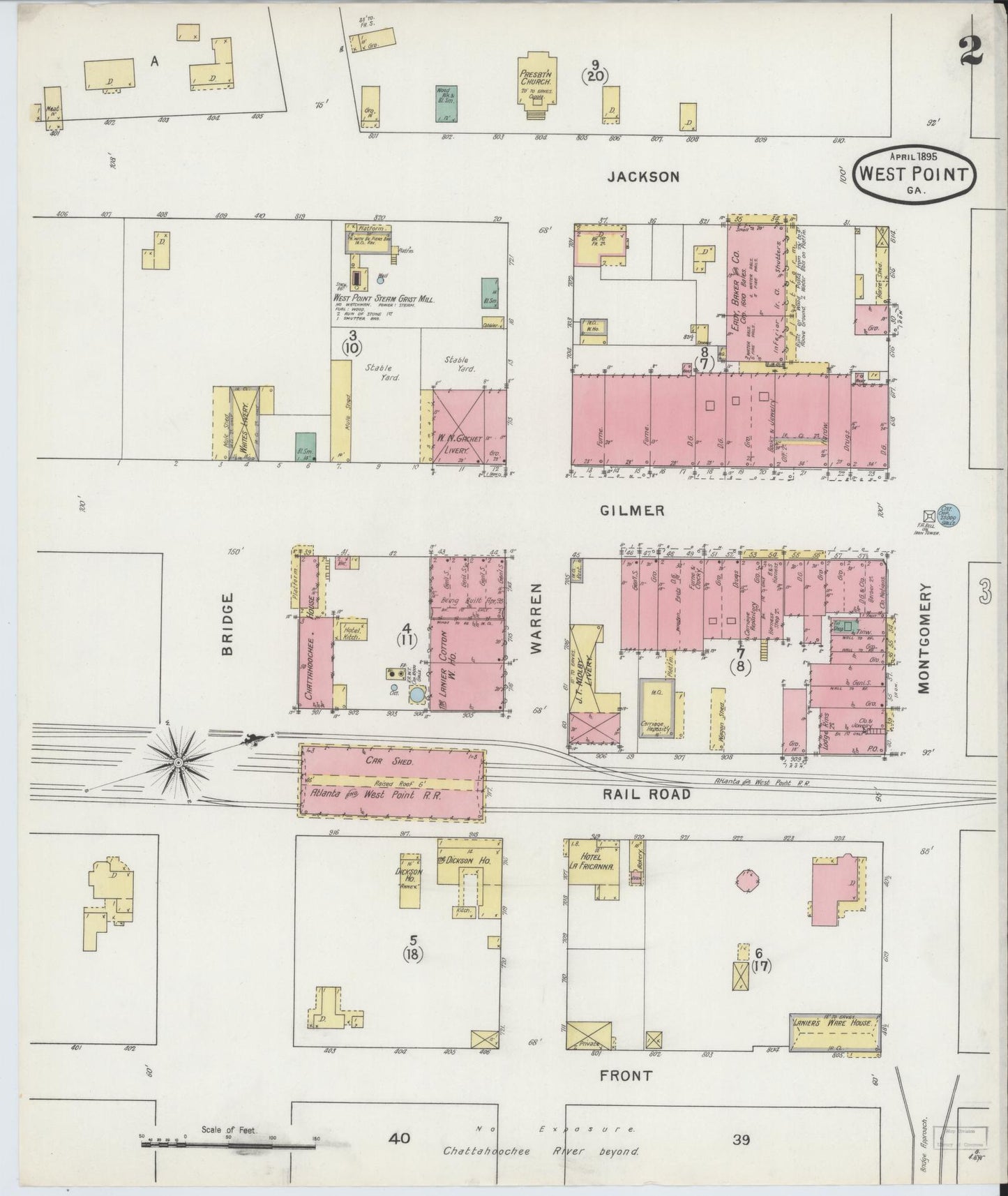 Sanborn Fire Insurance Map from West Point, Troup County, Georgia (1895), Sheet #0002 - Complete Map Set gallery image, historic Sanborn map, vintage wall art, Georgia Georgia