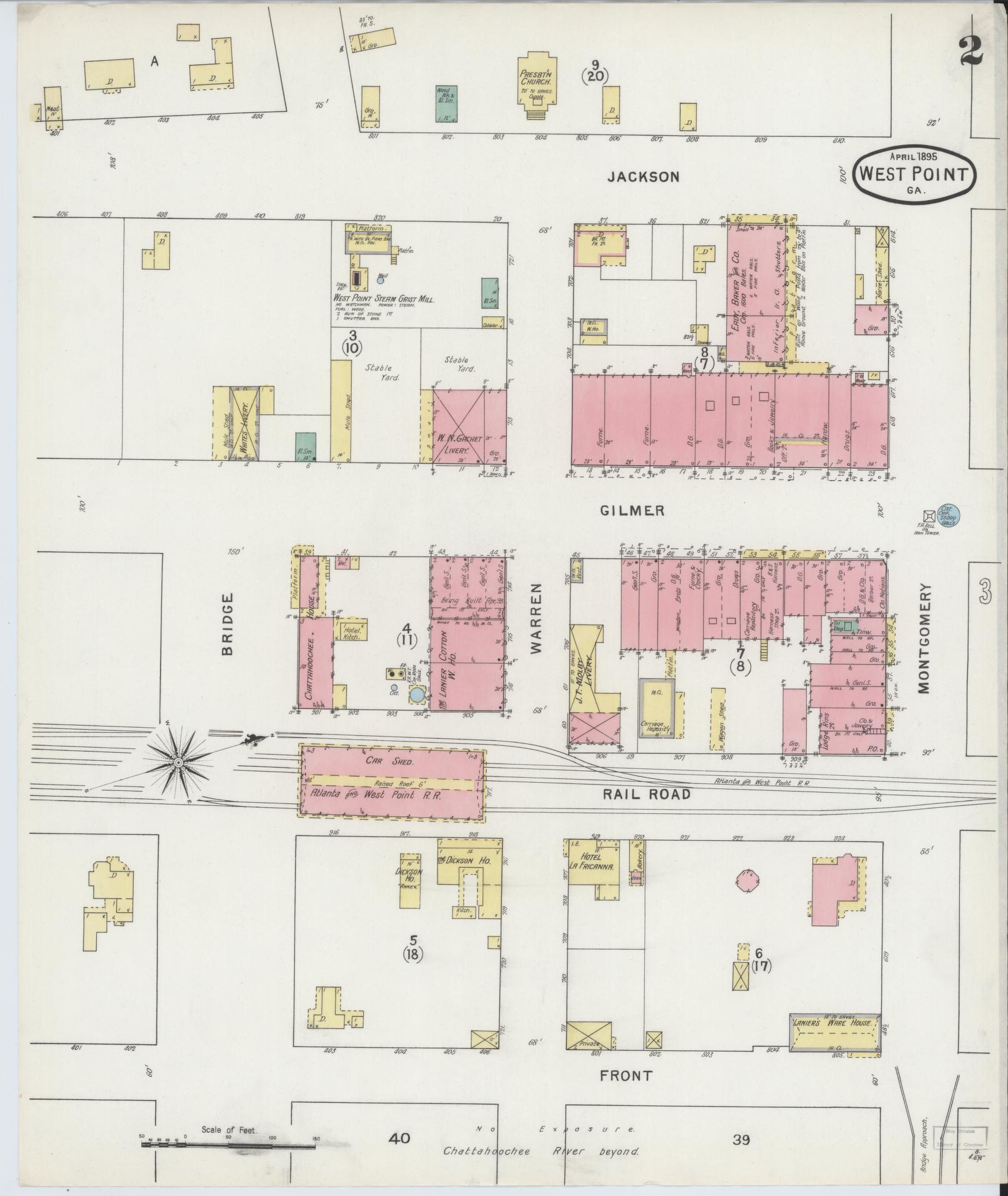 Sanborn Fire Insurance Map from West Point, Troup County, Georgia (1895), Sheet #0002 - Complete Map Set gallery image, historic Sanborn map, vintage wall art, Georgia Georgia