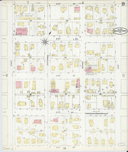 Sanborn Fire Insurance Map from Beardstown, Cass County, Illinois (1906), Sheet #0009 - Complete Map Set gallery image, historic Sanborn map, vintage wall art, Illinois Illinois