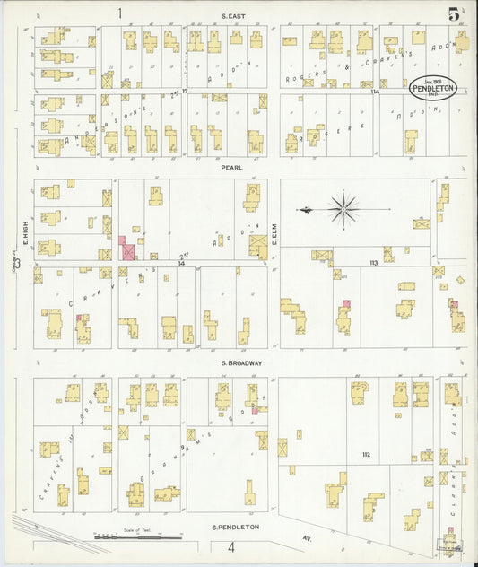 Sanborn Fire Insurance Map from Pendleton, Madison County, Indiana (1908), Sheet #0005 - Historic Sanborn Fire Insurance Map Print, vintage old map wall art, antique decor, genealogy gift, Indiana Indiana map