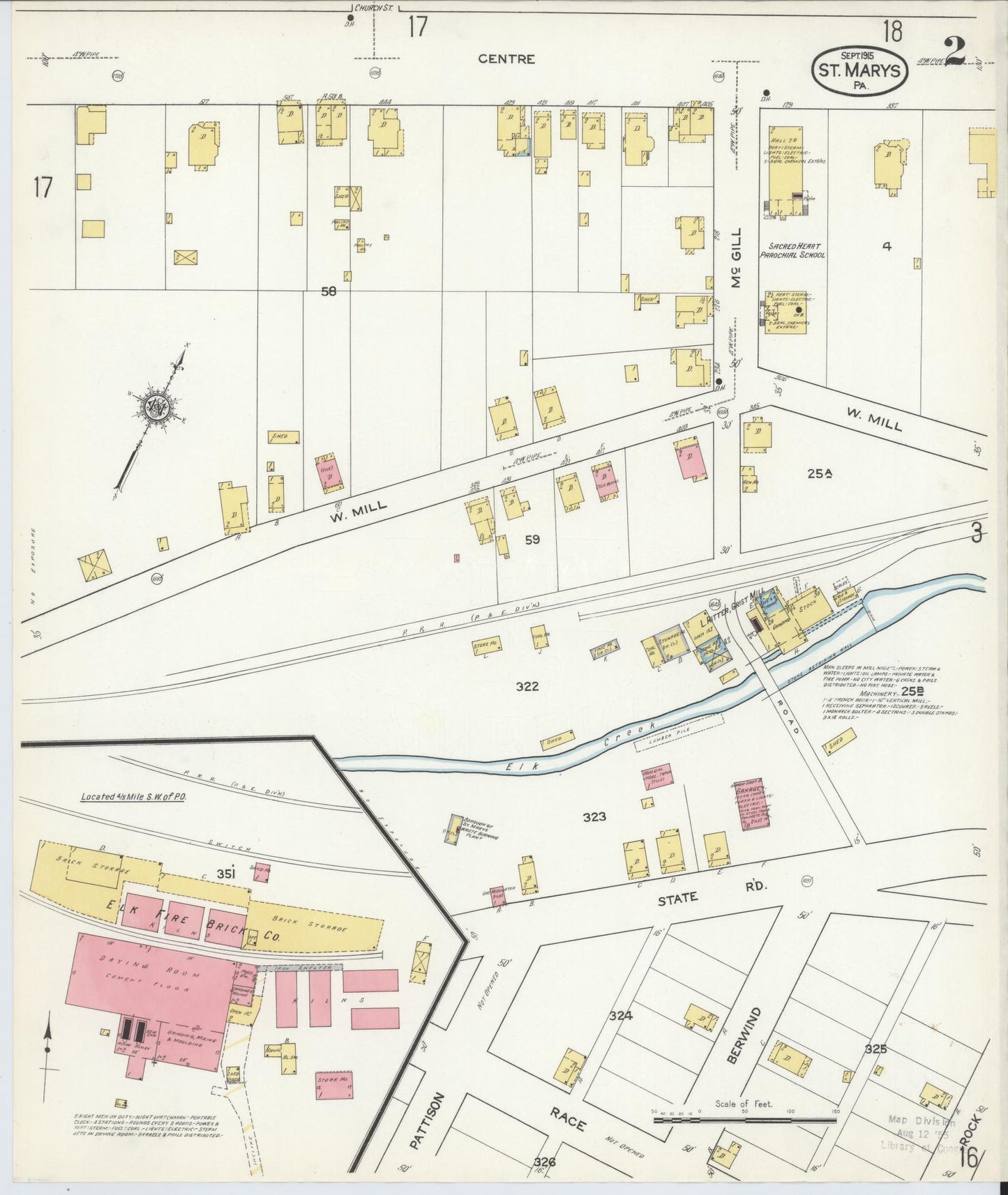 Sanborn Fire Insurance Map from Saint Marys, Elk County, Pennsylvania (1915), Sheet #0002 - Complete Map Set gallery image, historic Sanborn map, vintage wall art, Pennsylvania Pennsylvania