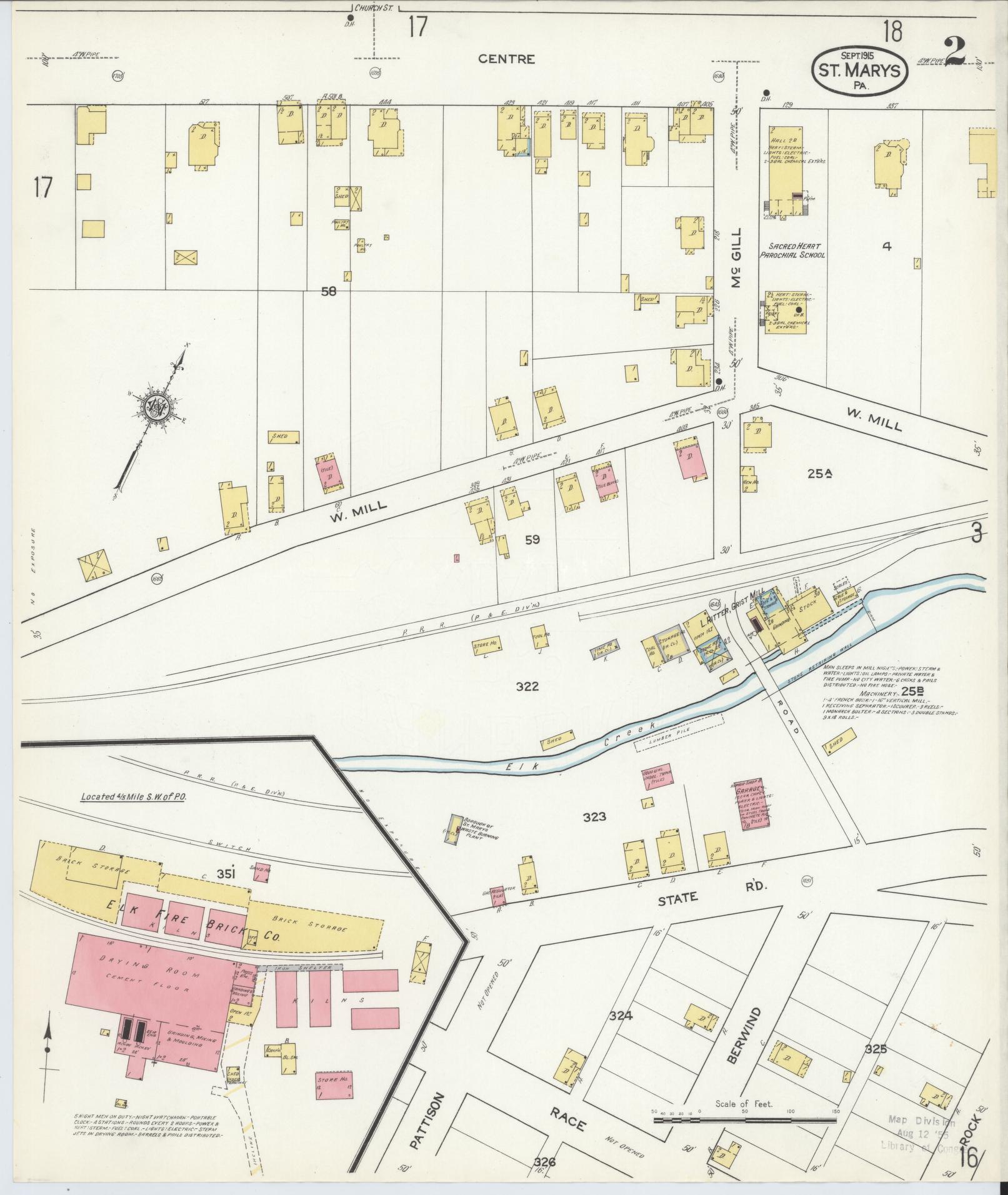 Sanborn Fire Insurance Map from Saint Marys, Elk County, Pennsylvania (1915), Sheet #0002 - Complete Map Set gallery image, historic Sanborn map, vintage wall art, Pennsylvania Pennsylvania