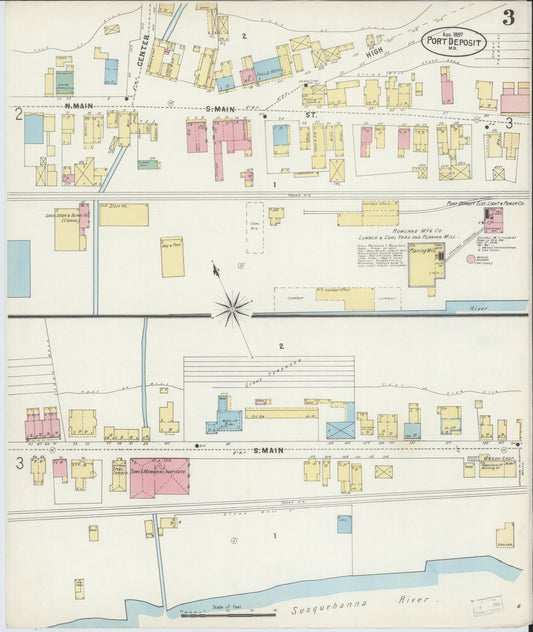 Sanborn Fire Insurance Map from Port Deposit, Cecil County, Maryland (1897), Sheet #0003 - Historic Sanborn Fire Insurance Map Print, vintage old map wall art