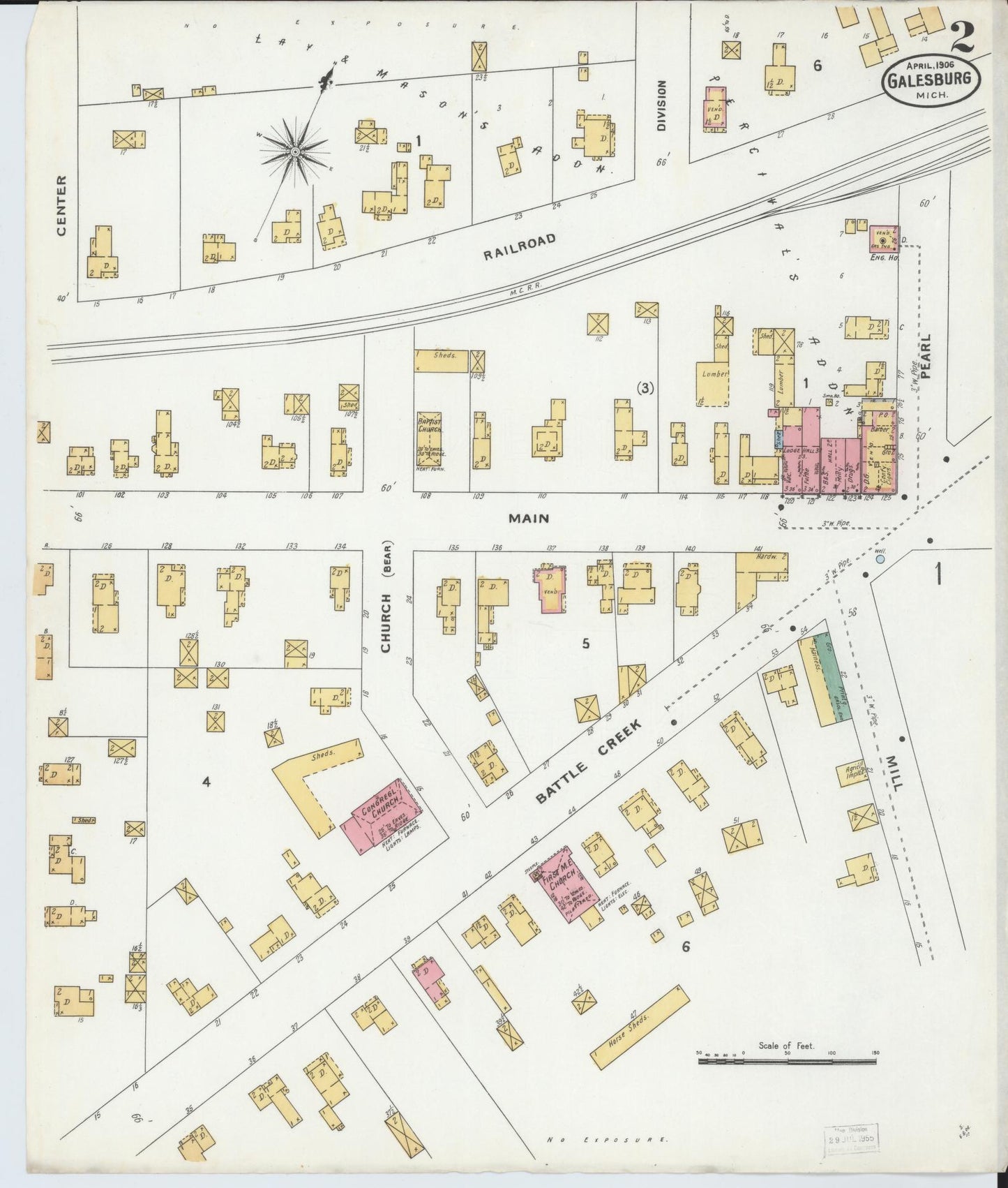 Sanborn Fire Insurance Map from Galesburg, Kalamazoo County, Michigan (1906), Sheet #0002 - Complete Map Set gallery image, historic Sanborn map, vintage wall art, Michigan Michigan