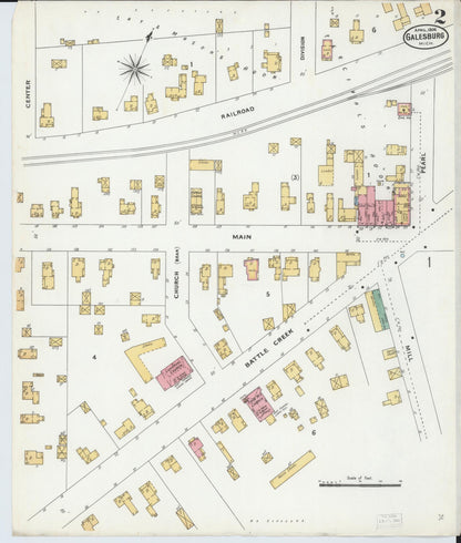 Sanborn Fire Insurance Map from Galesburg, Kalamazoo County, Michigan (1906), Sheet #0002 - Complete Map Set gallery image, historic Sanborn map, vintage wall art, Michigan Michigan