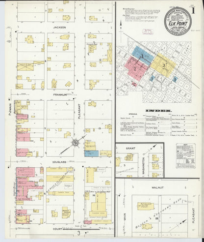 Sanborn Fire Insurance Map from Elk Point, Union County, South Dakota (1912), Sheet #0001 - Complete Map Set gallery image, historic Sanborn map, vintage wall art, South Dakota South Dakota