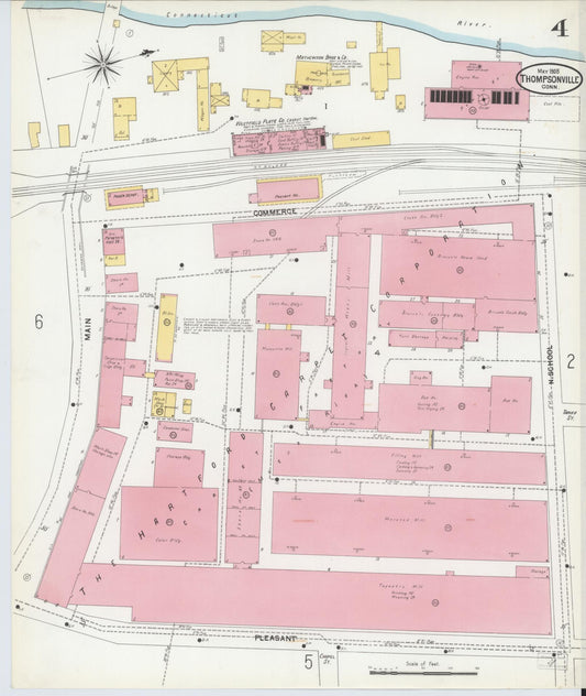 Sanborn Fire Insurance Map from Thompsonville, Hartford County, Connecticut (1905), Sheet #0004 - Historic Sanborn Fire Insurance Map Print, vintage old map wall art, antique decor, genealogy gift, Connecticut Connecticut map