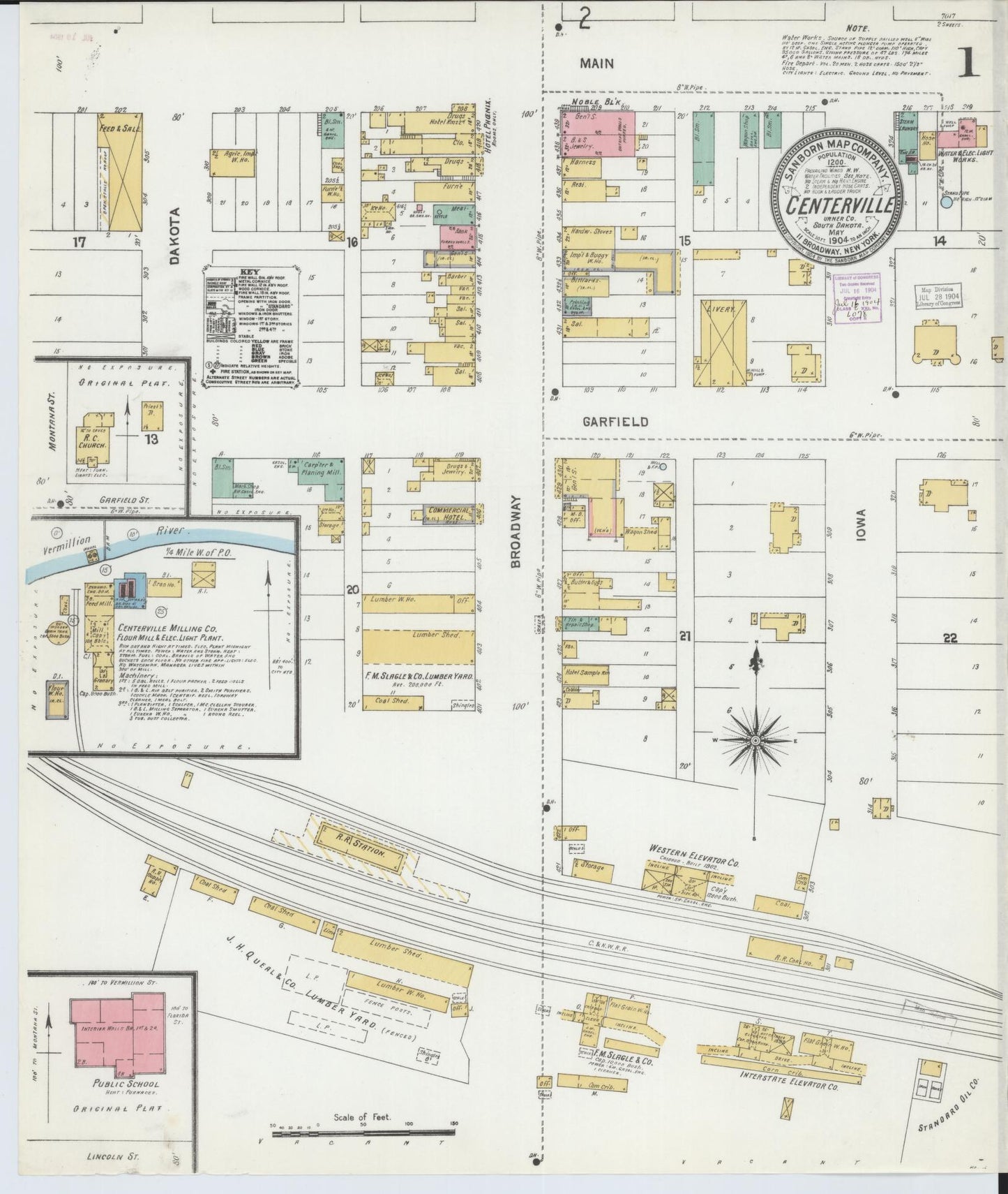 Sanborn Fire Insurance Map from Centerville, Turner County, South Dakota (1904), Sheet #0001 - Complete Map Set gallery image, historic Sanborn map, vintage wall art, South Dakota South Dakota