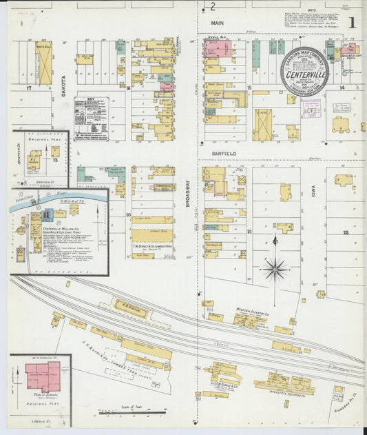 Sanborn Fire Insurance Map from Centerville, Turner County, South Dakota (1904), Sheet #0001 - Complete Map Set gallery image, historic Sanborn map, vintage wall art, South Dakota South Dakota