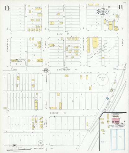 Sanborn Fire Insurance Map from Borger, Hutchinson County, Texas (1928), Sheet #0011 - Historic Sanborn Fire Insurance Map Print, vintage old map wall art, antique decor, genealogy gift, Texas Texas map