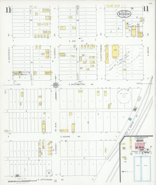Sanborn Fire Insurance Map from Borger, Hutchinson County, Texas (1928), Sheet #0011 - Historic Sanborn Fire Insurance Map Print, vintage old map wall art, antique decor, genealogy gift, Texas Texas map