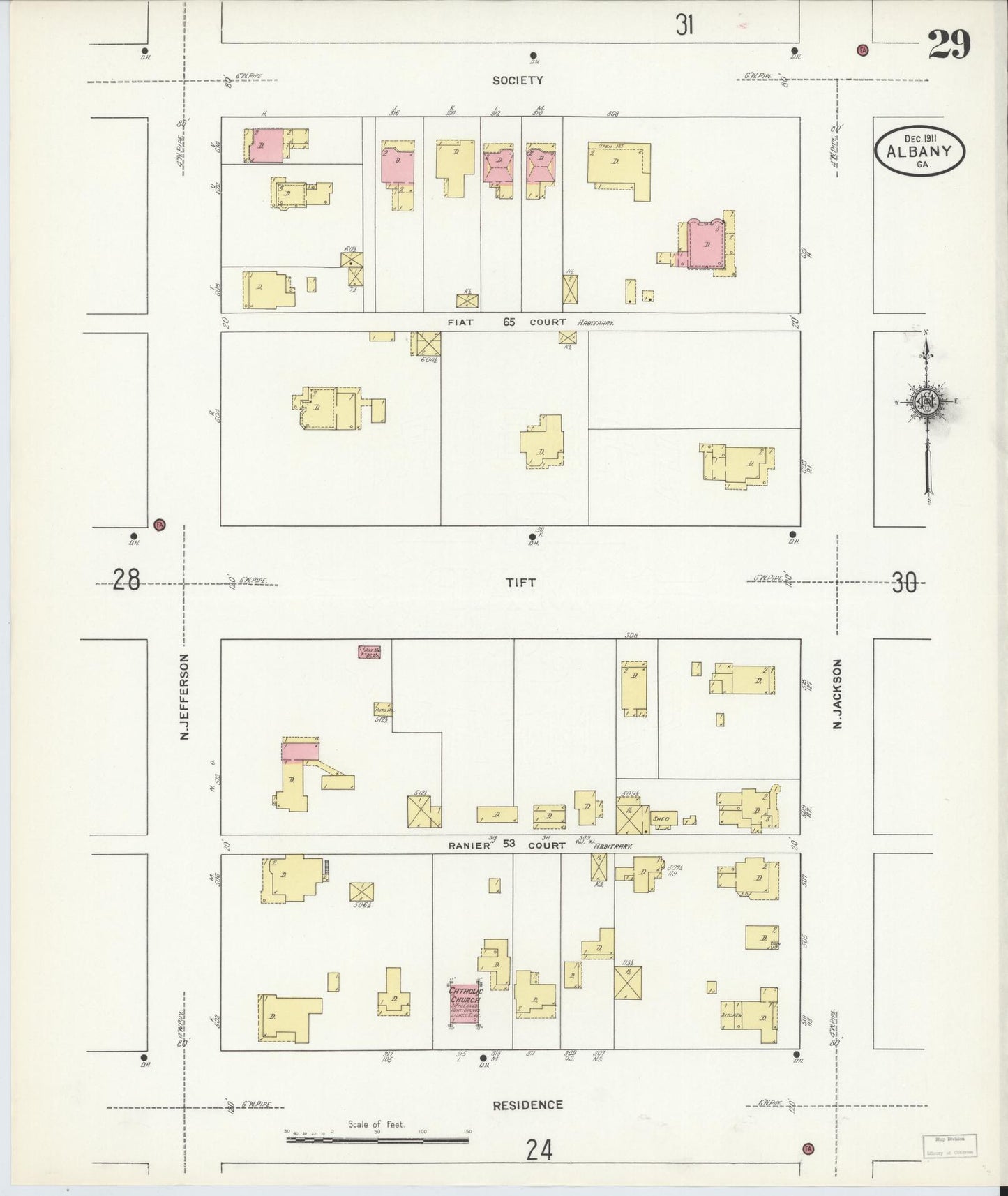 Sanborn Fire Insurance Map from Albany, Dougherty County, Georgia (1911), Sheet #0029 - Complete Map Set gallery image, historic Sanborn map, vintage wall art, Georgia Georgia