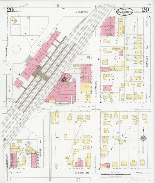 Sanborn Fire Insurance Map from Galesburg, Knox County, Illinois (1927), Sheet #0020 - Historic Sanborn Fire Insurance Map Print, vintage old map wall art, antique decor, genealogy gift, Illinois Illinois map