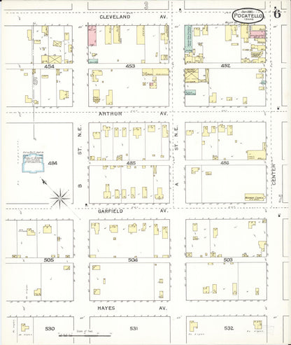 Sanborn Fire Insurance Map from Pocatello, Bannock County, Idaho (1892), Sheet #0006 - Complete Map Set gallery image, historic Sanborn map, vintage wall art, Idaho Idaho