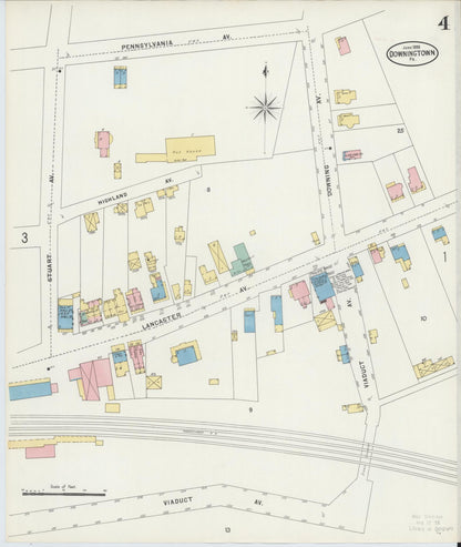 Sanborn Fire Insurance Map from Downingtown, Chester County, Pennsylvania (1898), Sheet #0004 - Complete Map Set gallery image, historic Sanborn map, vintage wall art, Pennsylvania Pennsylvania