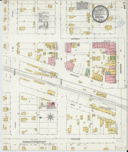 Sanborn Fire Insurance Map from Rantoul, Champaign County, Illinois (1899), Sheet #0001 - Complete Map Set gallery image, historic Sanborn map, vintage wall art, Illinois Illinois