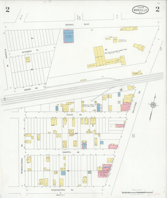 Sanborn Fire Insurance Map from Manville, Somerset County, New Jersey (1928), Sheet #0002 - Historic Sanborn Fire Insurance Map Print, vintage old map wall art, antique decor, genealogy gift, New Jersey New Jersey map