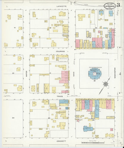 Sanborn Fire Insurance Map from La Grange, Fayette County, Texas (1912), Sheet #0003 - Historic Sanborn Fire Insurance Map Print, vintage old map wall art, antique decor, genealogy gift, Texas Texas map