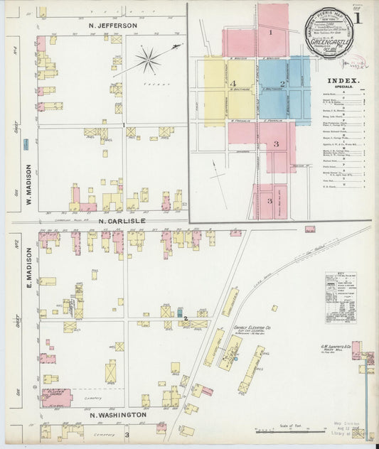 Sanborn Fire Insurance Map from Greencastle, Franklin County, Pennsylvania (1891), Sheet #0001 - Historic Sanborn Fire Insurance Map Print, vintage old map wall art, antique decor, genealogy gift, Pennsylvania Pennsylvania map