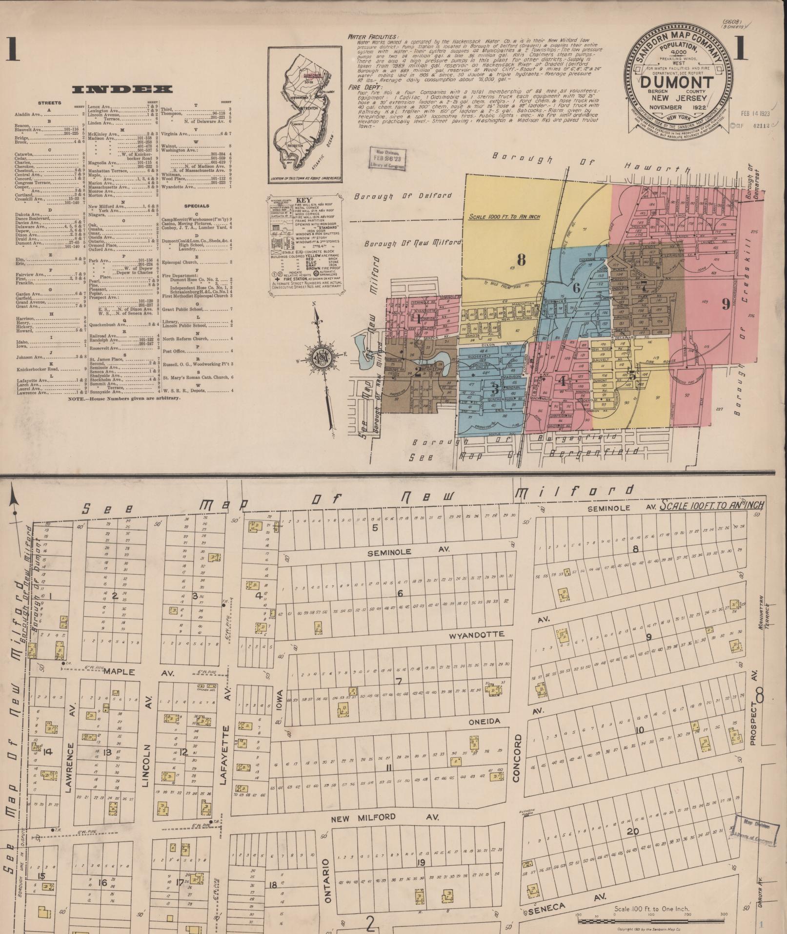 Sanborn Fire Insurance Map from Dumont, Bergen County, New Jersey. (1922) – Historic Sanborn Fire Insurance Map Print