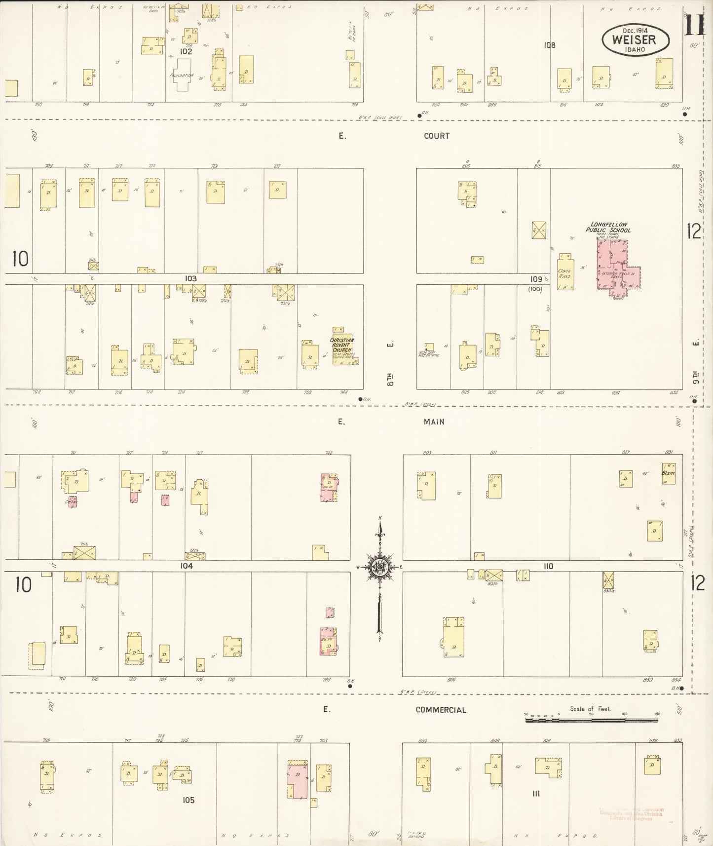 Sanborn Fire Insurance Map from Weiser, Washington County, Idaho (1914), Sheet #0011 - Complete Map Set gallery image, historic Sanborn map, vintage wall art, Idaho Idaho
