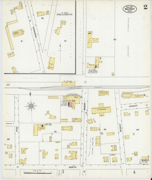 Sanborn Fire Insurance Map from Medway, Norfolk County, Massachusetts (1903), Sheet #0002 - Historic Sanborn Fire Insurance Map Print, vintage old map wall art, antique decor, genealogy gift, Massachusetts Massachusetts map