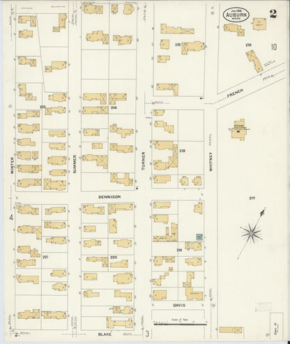 Sanborn Fire Insurance Map from Auburn, Androscoggin County, Maine (1908), Sheet #0002 - Complete Map Set gallery image, historic Sanborn map, vintage wall art, Maine Maine
