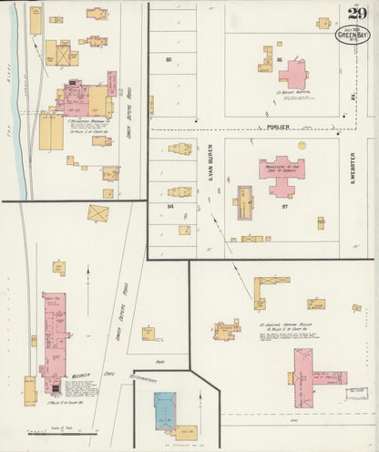 Sanborn Fire Insurance Map from Green Bay, Brown County, Wisconsin (1900), Sheet #0029 - Complete Map Set gallery image, historic Sanborn map, vintage wall art, Wisconsin Wisconsin