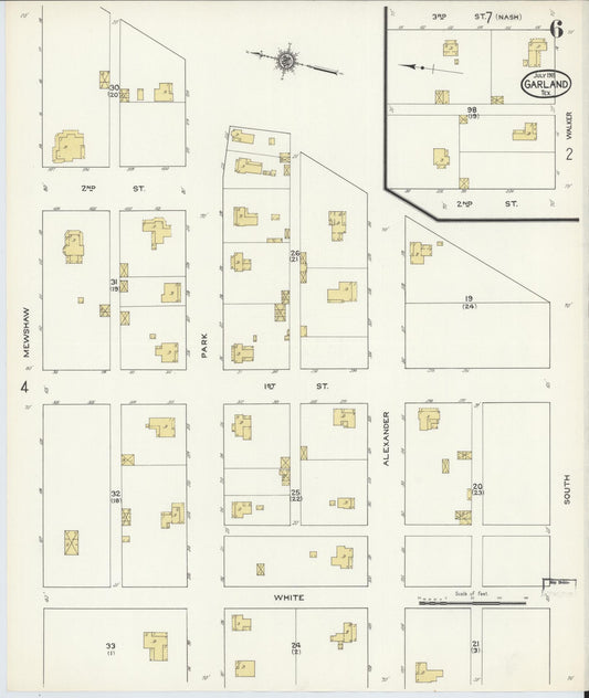 Sanborn Fire Insurance Map from Garland, Dallas County, Texas (1915), Sheet #0006 - Historic Sanborn Fire Insurance Map Print, vintage old map wall art, antique decor, genealogy gift, Texas Texas map