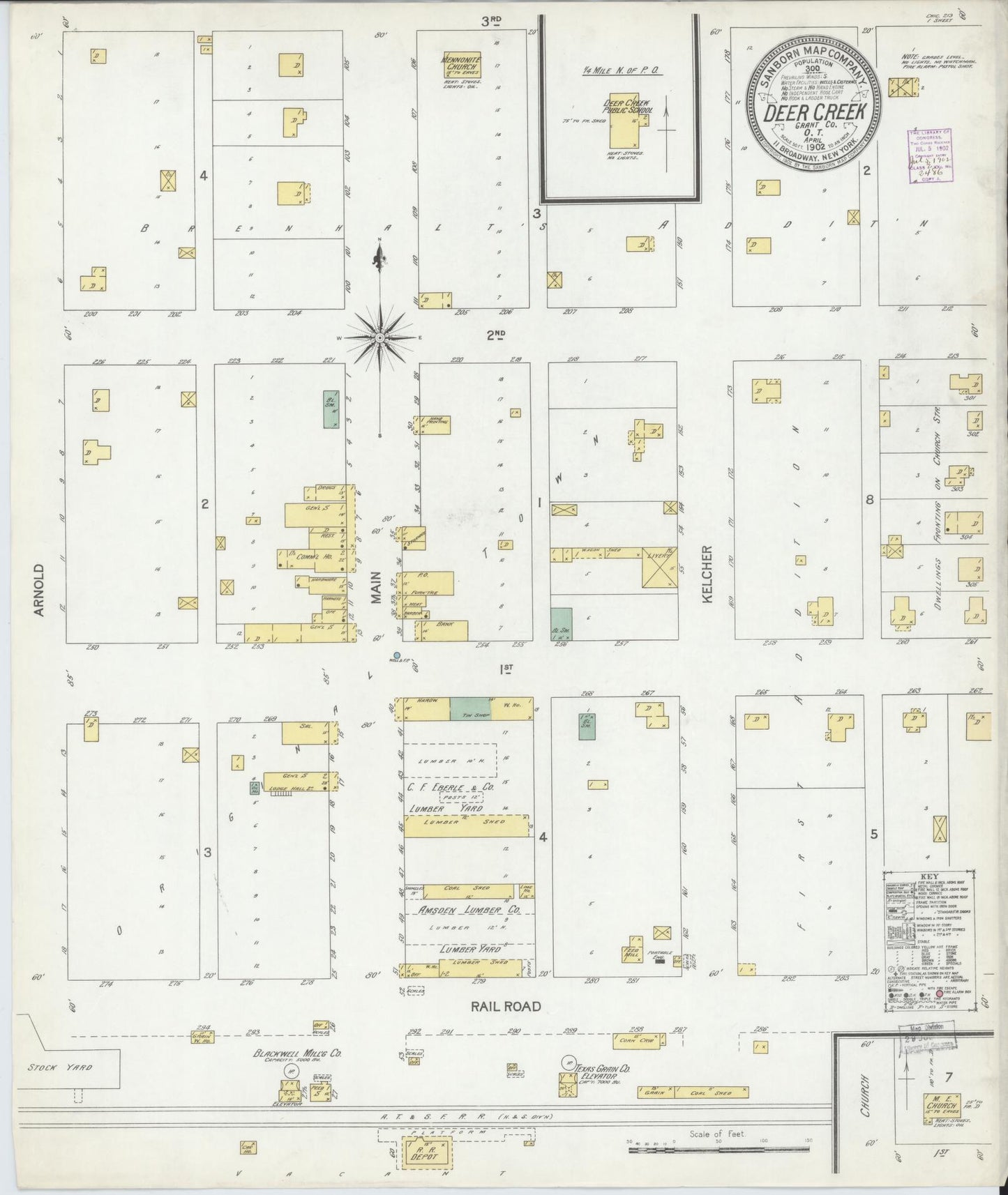 Sanborn Fire Insurance Map from Deer Creek, Grant County, Oklahoma (1902), Sheet #0001 - Historic Sanborn Fire Insurance Map Print, vintage old map wall art, antique decor, genealogy gift, Oklahoma Oklahoma map