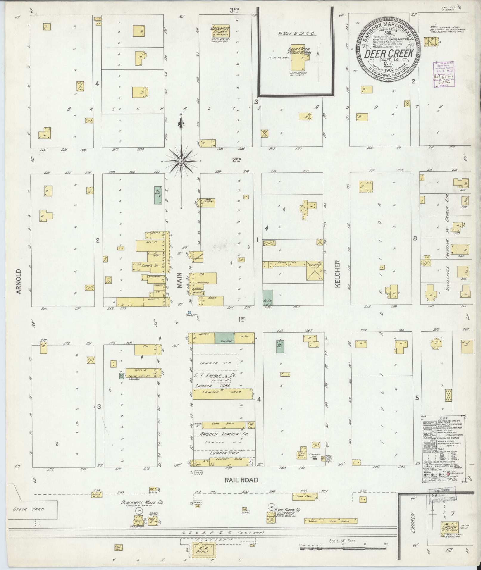 Sanborn Fire Insurance Map from Deer Creek, Grant County, Oklahoma (1902), Sheet #0001 - Historic Sanborn Fire Insurance Map Print, vintage old map wall art, antique decor, genealogy gift, Oklahoma Oklahoma map