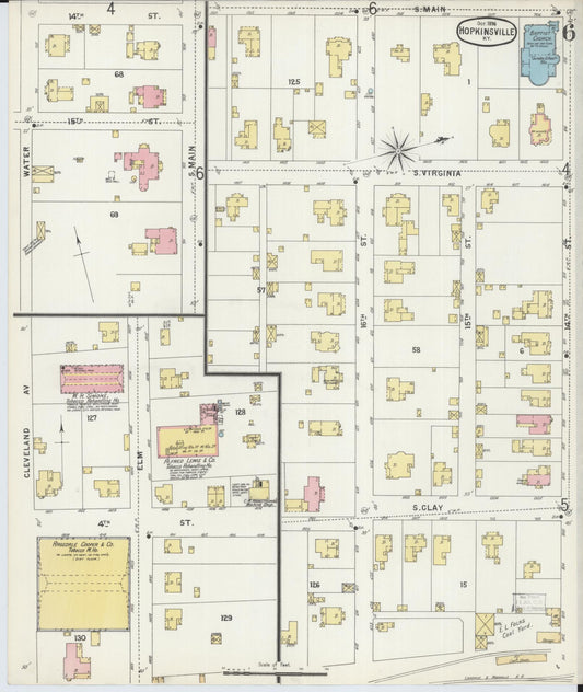 Sanborn Fire Insurance Map from Hopkinsville, Christian County, Kentucky (1896), Sheet #0006 - Historic Sanborn Fire Insurance Map Print, vintage old map wall art, antique decor, genealogy gift, Kentucky Kentucky map