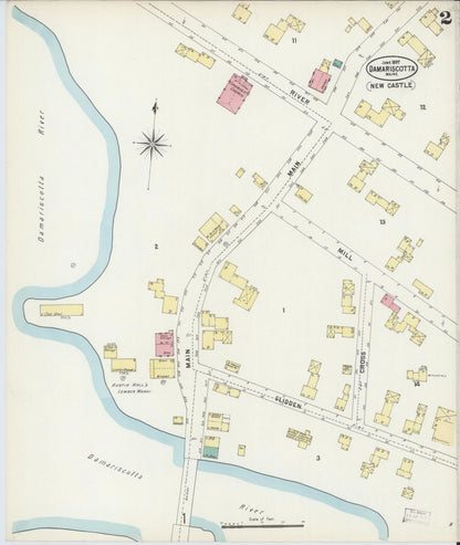 Sanborn Fire Insurance Map from Damariscotta, Lincoln County, Maine (1897), Sheet #0002 - Complete Map Set gallery image, historic Sanborn map, vintage wall art, Maine Maine