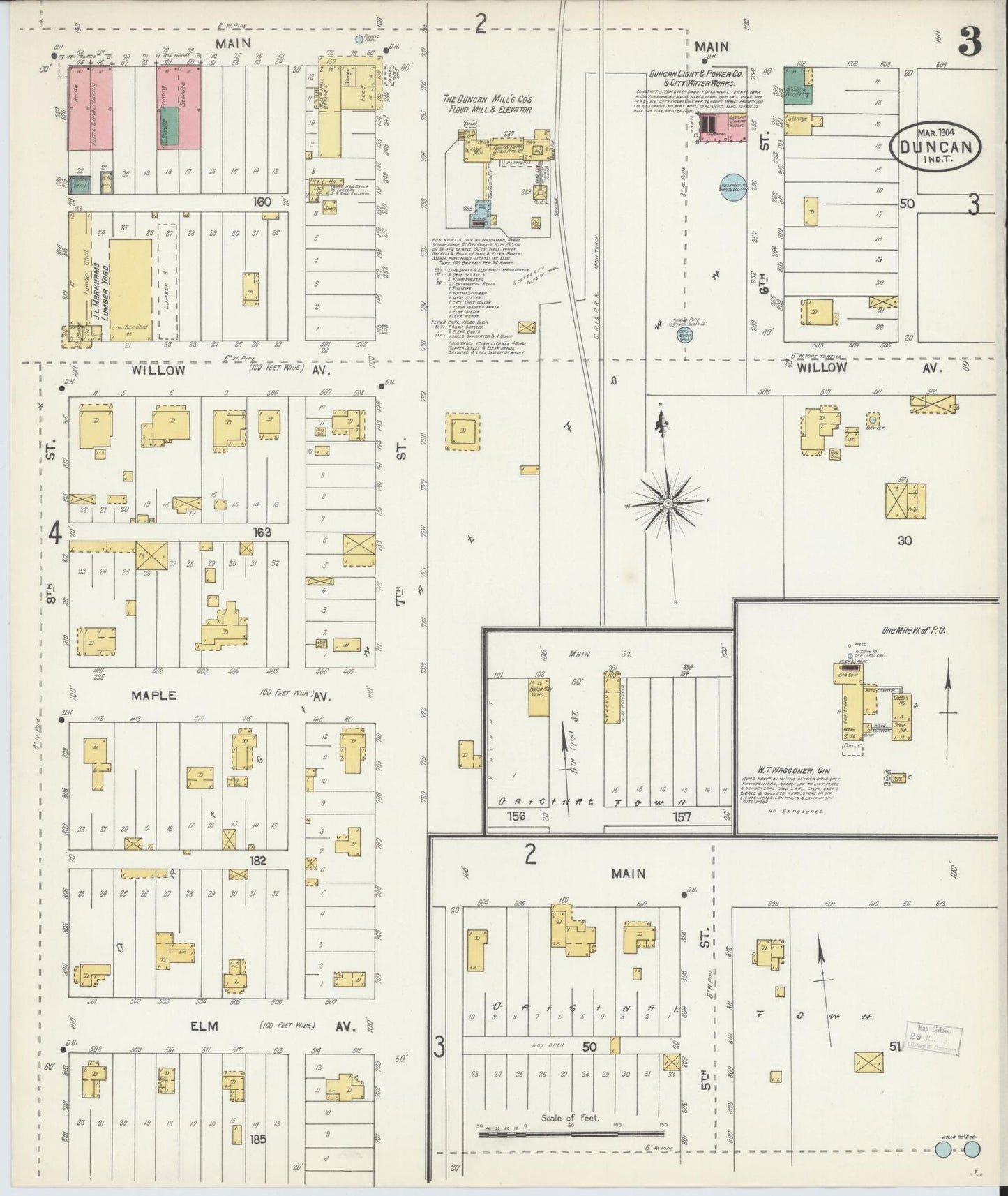 Sanborn Fire Insurance Map from Duncan, Stephens County, Oklahoma (1904), Sheet #0003 - Historic Sanborn Fire Insurance Map Print, vintage old map wall art, antique decor, genealogy gift, Oklahoma Oklahoma map