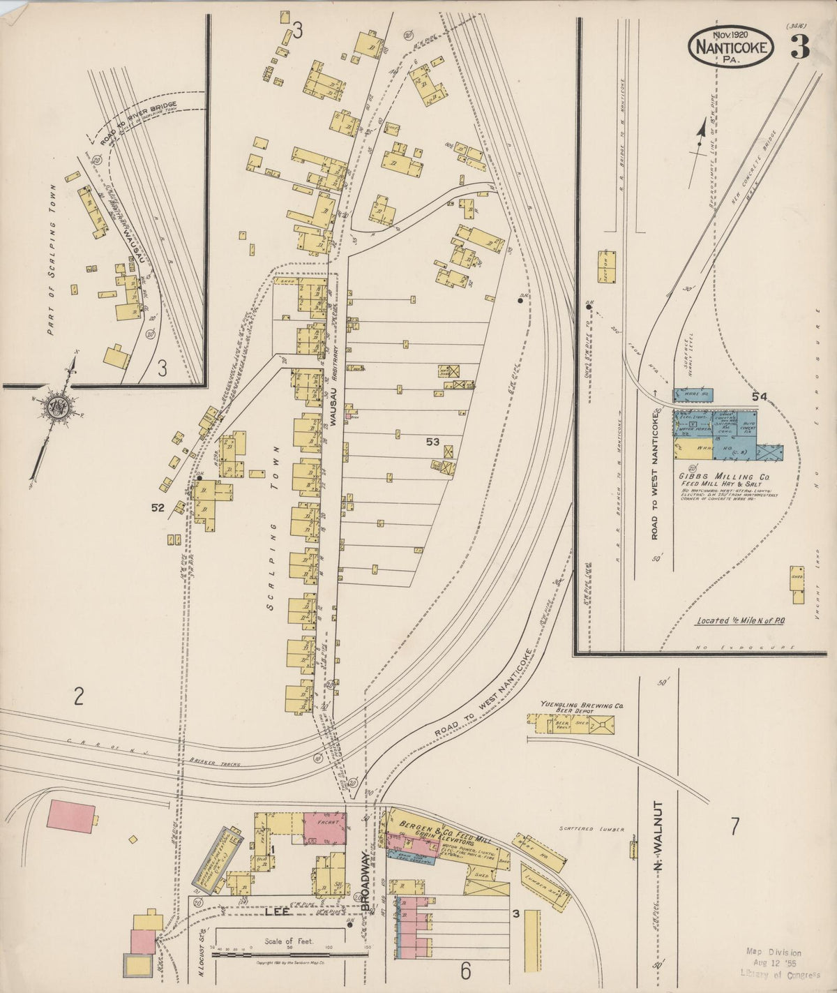Sanborn Fire Insurance Map from Nanticoke, Luzerne County, Pennsylvania (1920), Sheet #0003 - Historic Sanborn Fire Insurance Map Print, vintage old map wall art, antique decor, genealogy gift, Pennsylvania Pennsylvania map