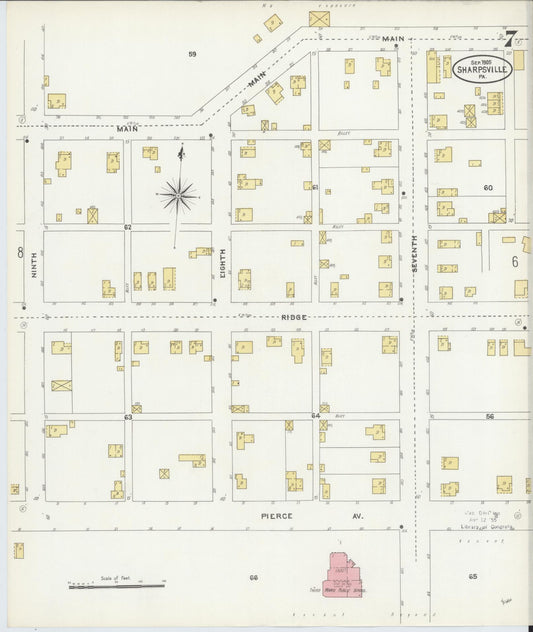 Sanborn Fire Insurance Map from Sharpsville, Mercer County, Pennsylvania (1905), Sheet #0007 - Historic Sanborn Fire Insurance Map Print, vintage old map wall art, antique decor, genealogy gift, Pennsylvania Pennsylvania map