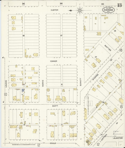 Sanborn Fire Insurance Map from Sheridan, Sheridan County, Wyoming (1903), Sheet #0013 - Complete Map Set gallery image, historic Sanborn map, vintage wall art, Wyoming Wyoming